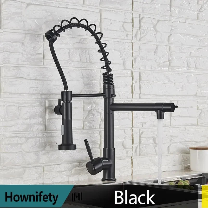 Popular Kitchen Spring Sink Faucet Rose Gold Color New Matching Hot Cold Bath Mixer Tap Modern Free Rotation Pull Down Spout