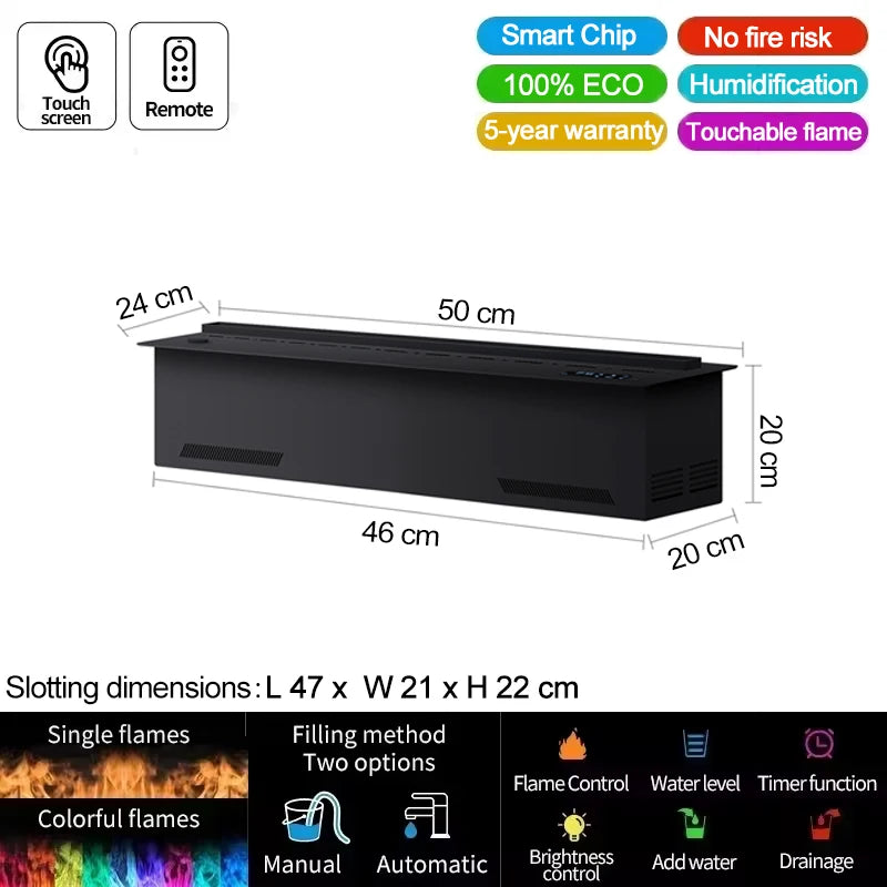 Smart water vapor fireplace, 3D flame effect, Tuya APP control,simulated burning wood sound, environmentally friendly humidifier