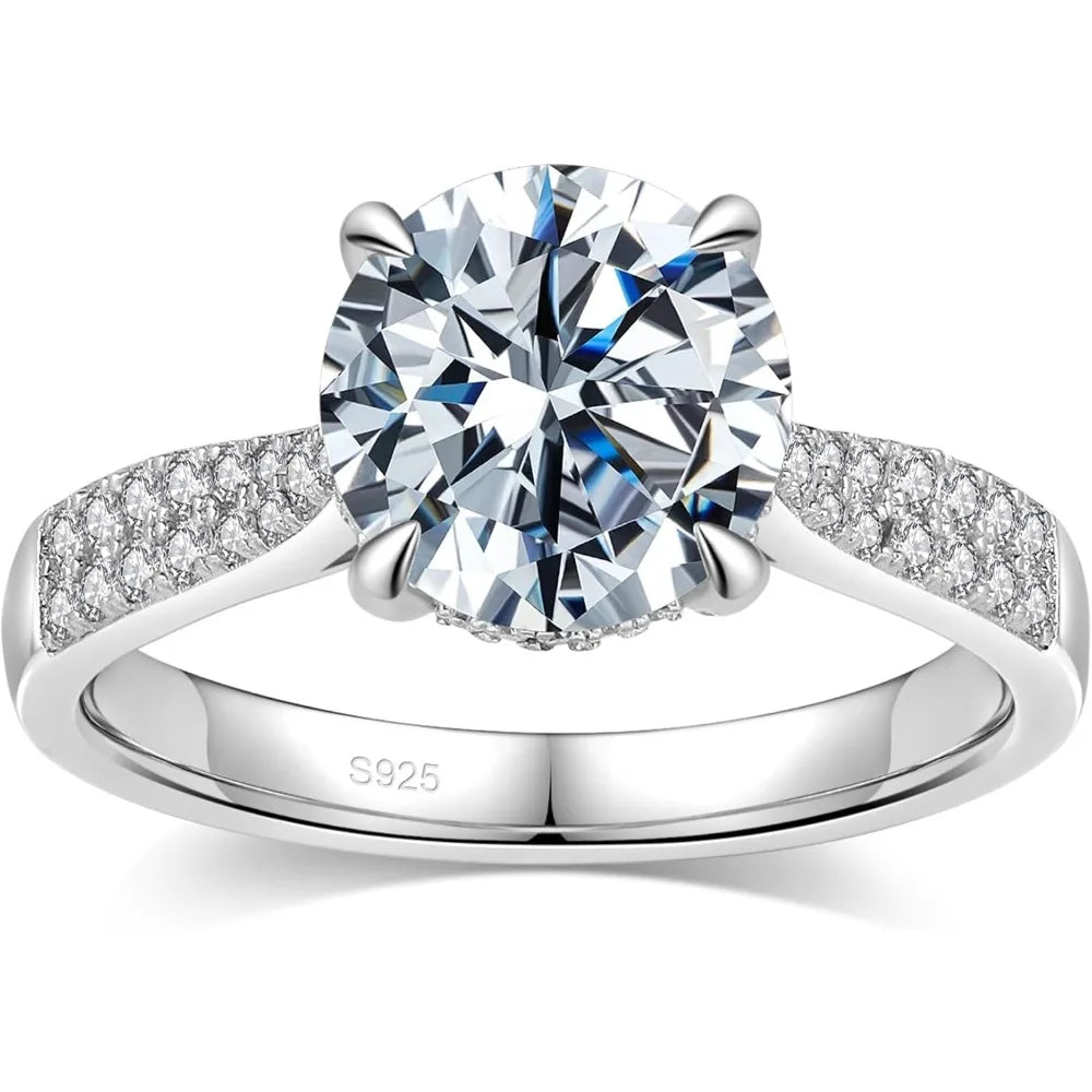 3CT CZ Rings,Women's Round/Oval/Cushion/Radiant Cut 925 Sterling Silver Solitaire Wedding Bands Engagement Promise Rings