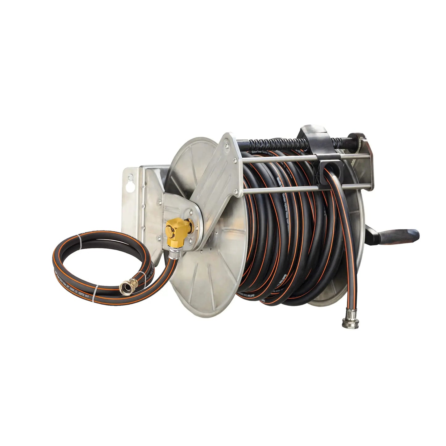 Giraffe Tools Stainless Steel Garden Hose Reel Heavy Duty, Wall/Floor Mounted Metal Water Hose Reel