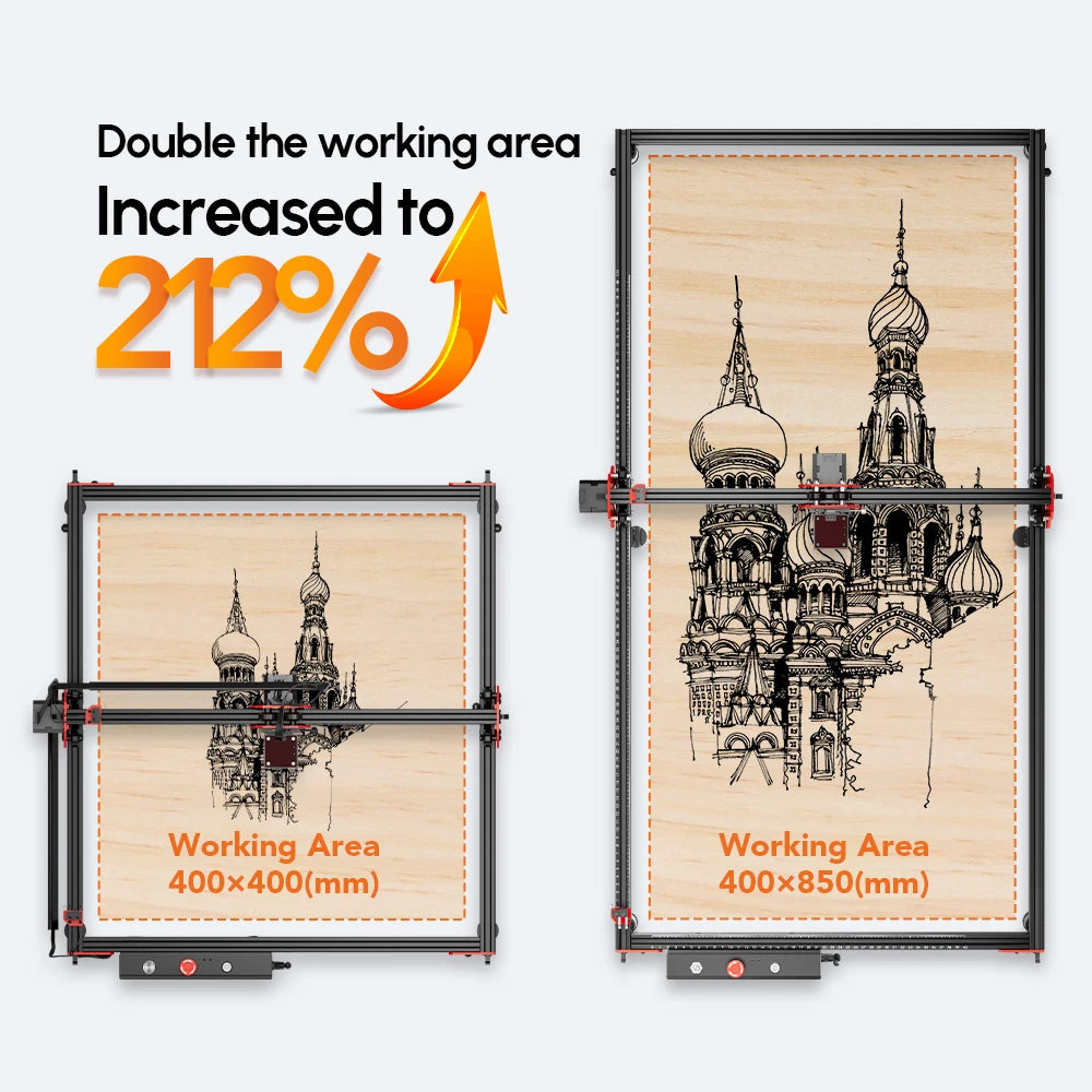 AlgoLaser DIY KIT /Alpha MK1/Alpha MK2 Y-Axis Extension Kit Laser Engraver Expand Working Area to 33.46" x 15.75"（850mm*400mm)