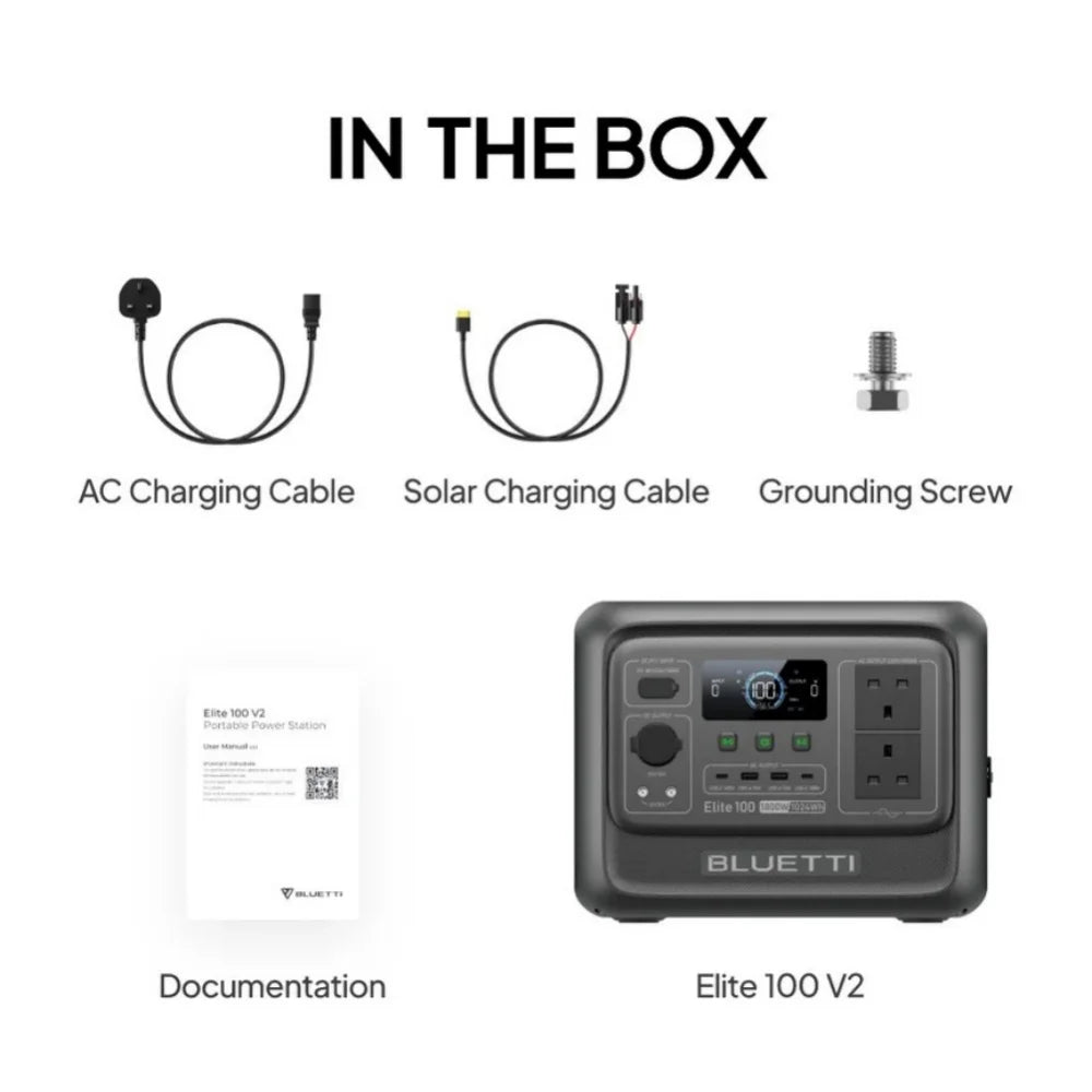 【Brand New】BLUETTI Elite 100 V2 Portable Power Station 1800W 1024Wh with Multiple Outputs for Outdoors & Emergency Use