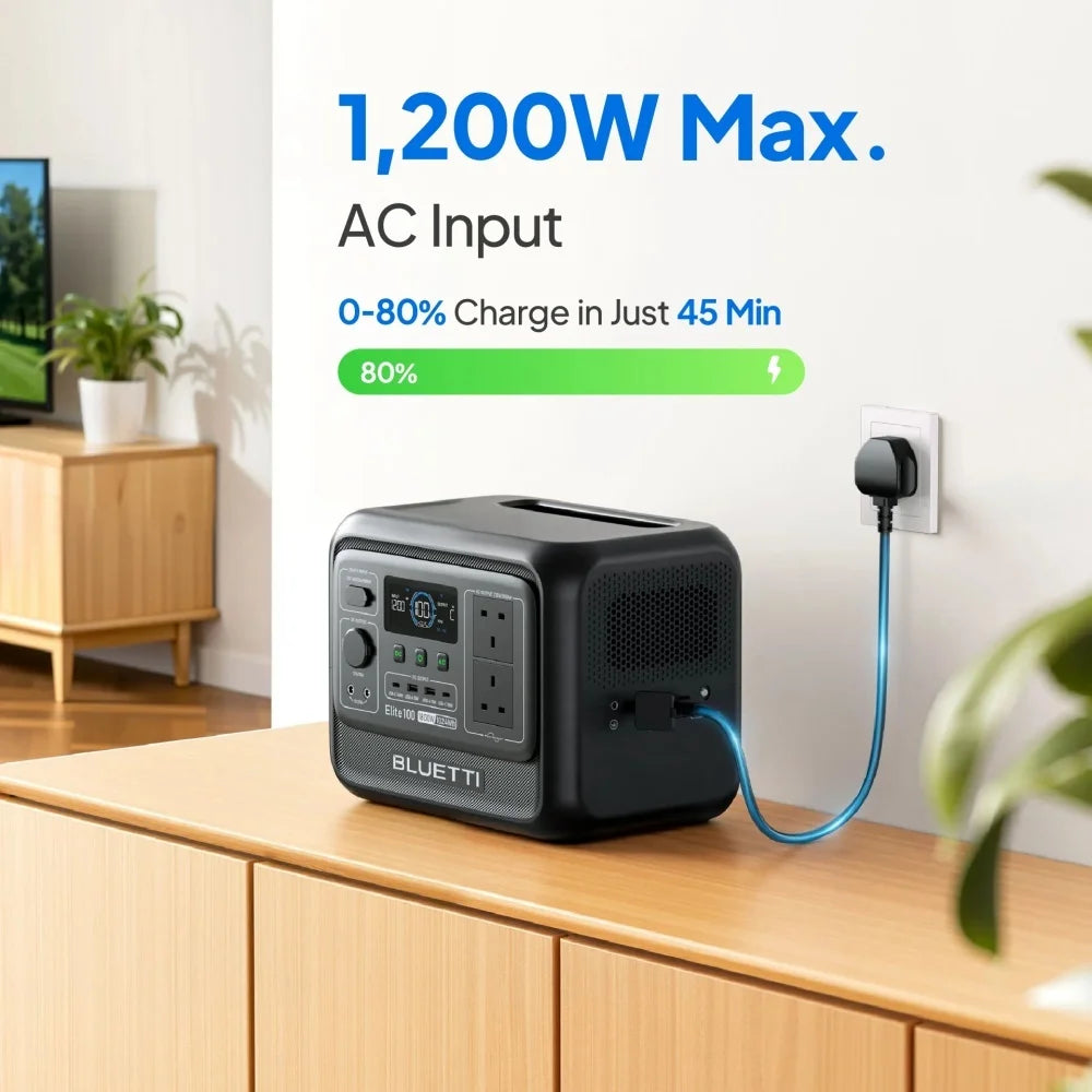 【Brand New】BLUETTI Elite 100 V2 Portable Power Station 1800W 1024Wh with Multiple Outputs for Outdoors & Emergency Use