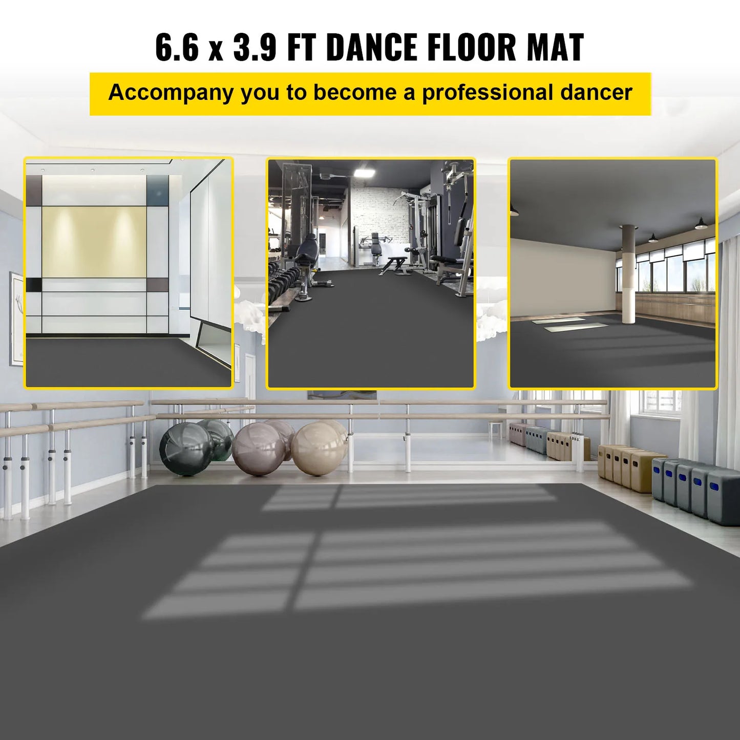 SucceBuy PVC Dance Floor Mat 1.5mm Thick Reversible Portable Non-Slip Vinyl Dance Flooring Roll Jazz Pop Ballet Dance Floor