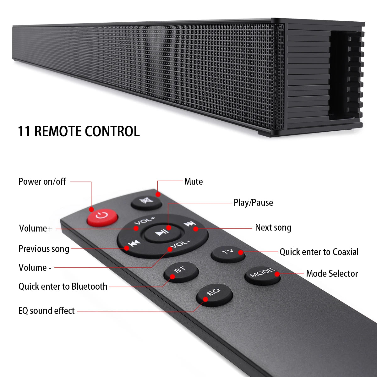 TV Soundbar Home Theater Sound Bar Wireless Bluetooth 5.0 HiFi Speaker for TV/PC Wall-mounted Caixa De Som