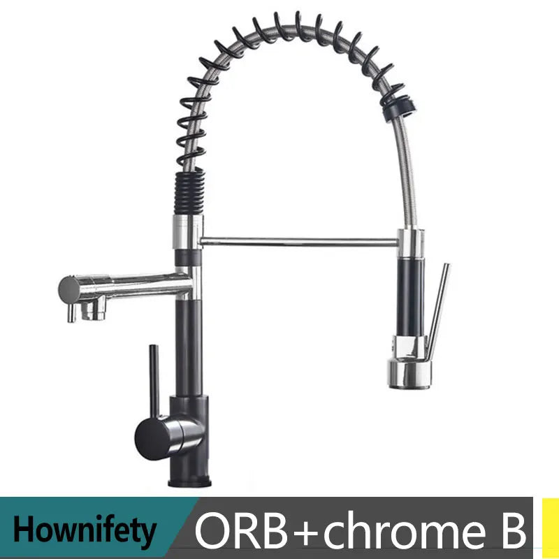 Popular Kitchen Spring Sink Faucet Rose Gold Color New Matching Hot Cold Bath Mixer Tap Modern Free Rotation Pull Down Spout