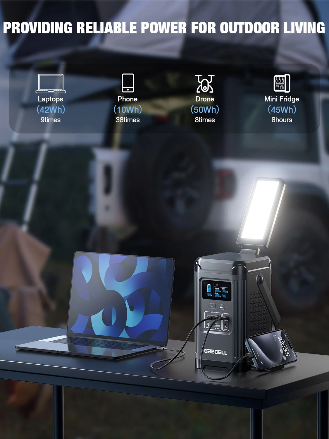 240W Portable Power Station 153.6WH Solar Generator LiFePO4 Battery Dual Way 100W PD Power Bank LED Light For Outdoors, Camping