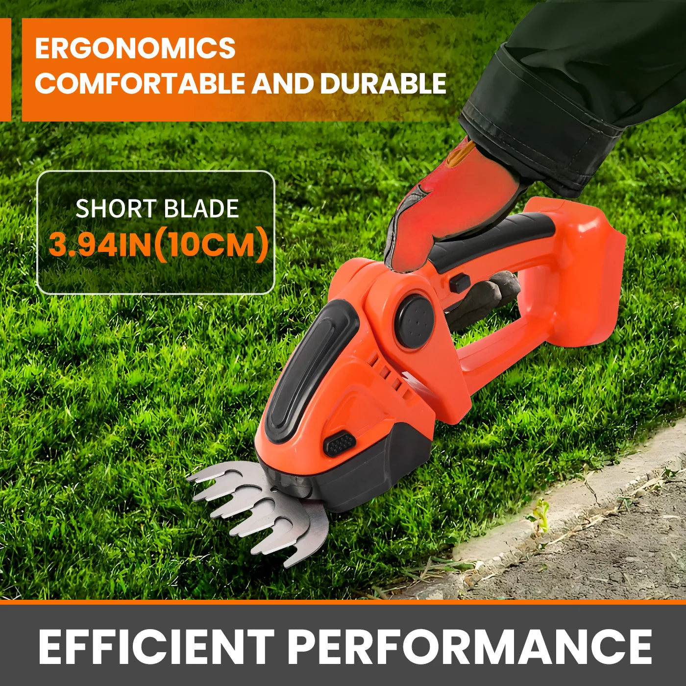 390W Handheld 2-in-1 Hedge Trimmer 15000 RPM 24V Battery-Powered Cordless Grass Cutter with Two Batteries and Charger for Garde
