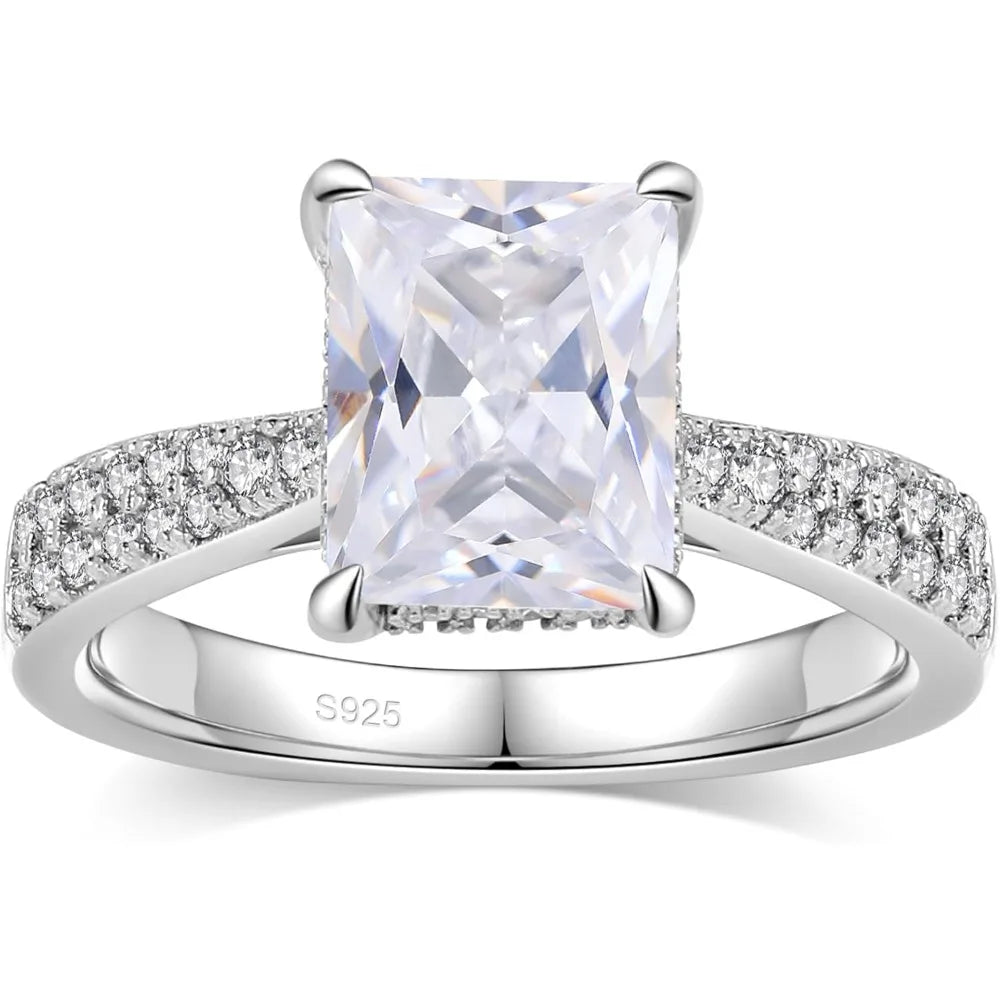 3CT CZ Rings,Women's Round/Oval/Cushion/Radiant Cut 925 Sterling Silver Solitaire Wedding Bands Engagement Promise Rings