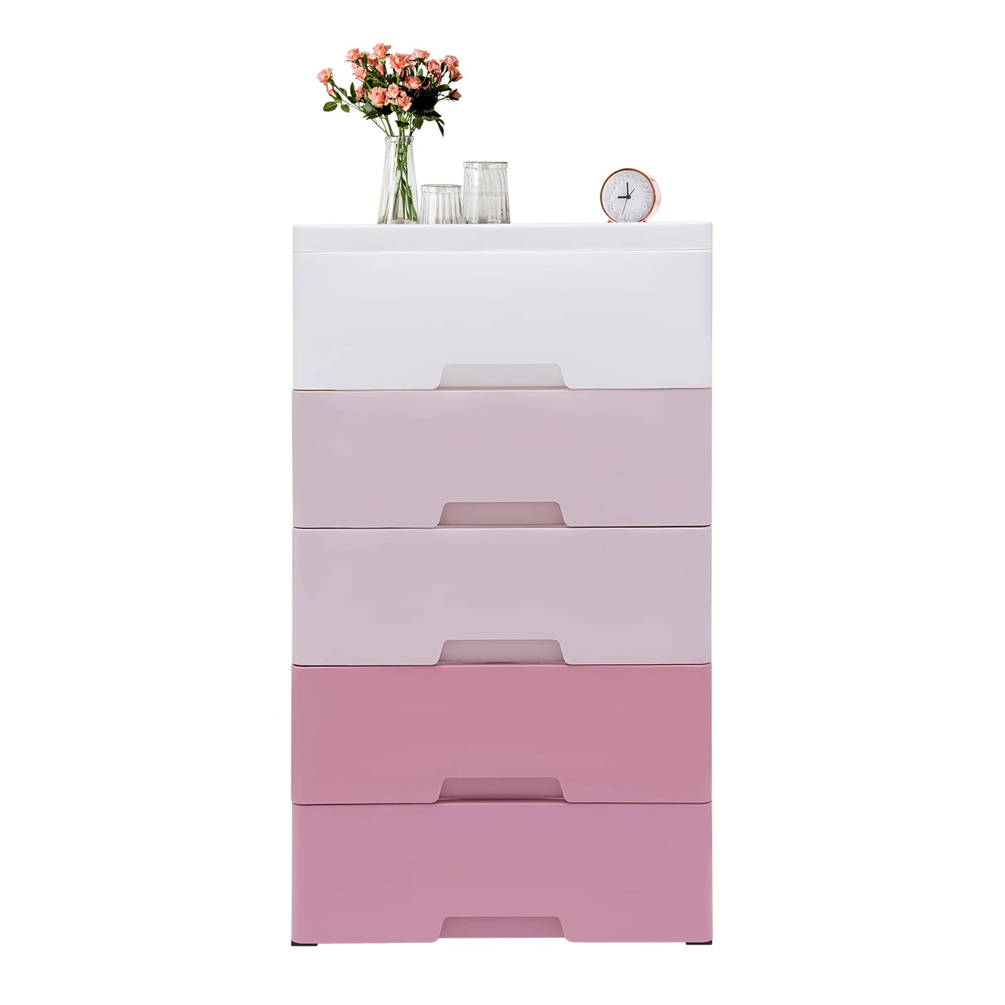 LOYALHEARTDY 5 Layer Clothes Cabinet Drawers Storage Bins Boxes Home PP Storage Small Pink Closet Toys Organizer Cupboard Shelf