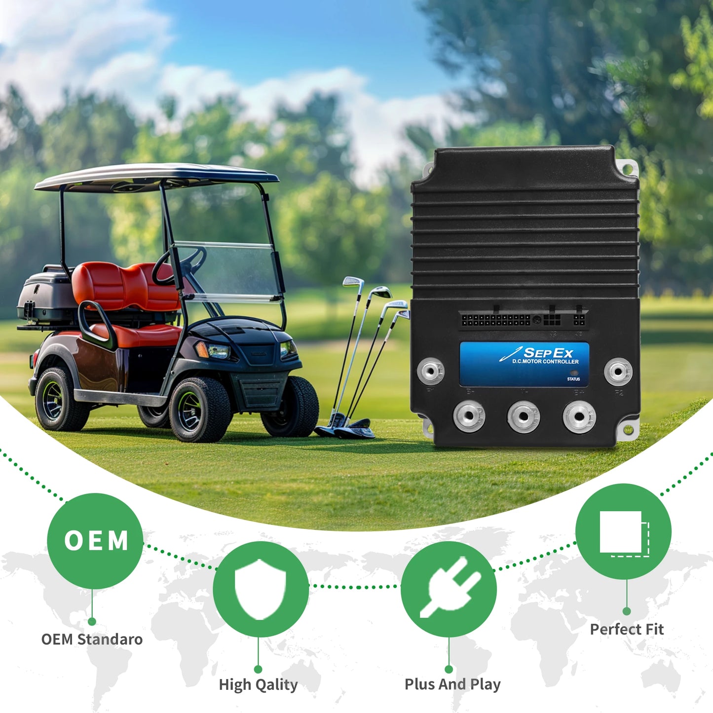 48V 400A 0-5KΩ DC Sepex Motor Controller for Curtis Ezgo Club Car Yamaha 1999-UP Golf Cart Electric Vehicle 1268-5403