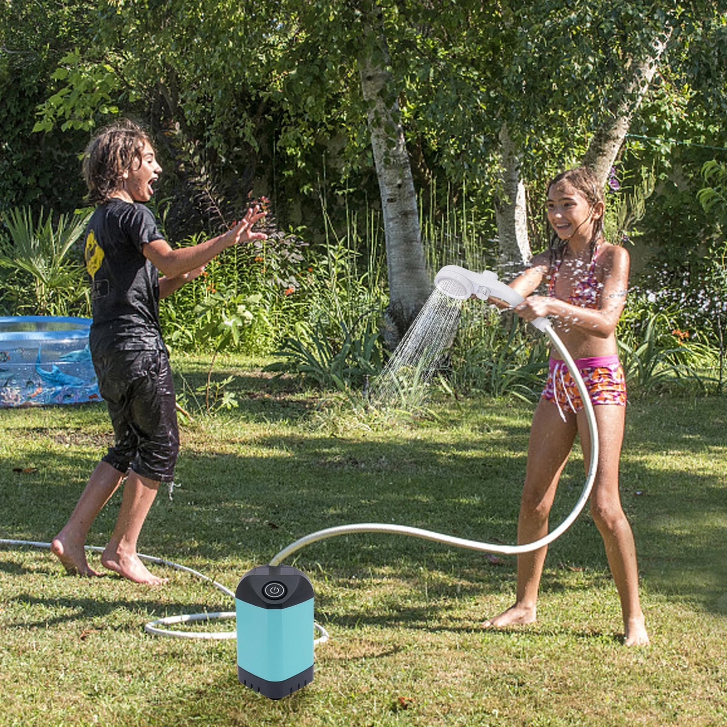 Outdoor Portable Camping Shower Electric Shower Pump Waterproof with Digital Display for Hiking Travel Beach Pet Watering