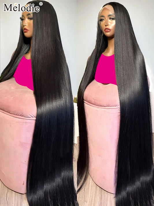 Melodie 40 Inches 220 Density HD Lace Wig 13x6 Human Hair Wigs 13x4 Straight PrePlucked Hairline Brazilian Remy Hair For Women