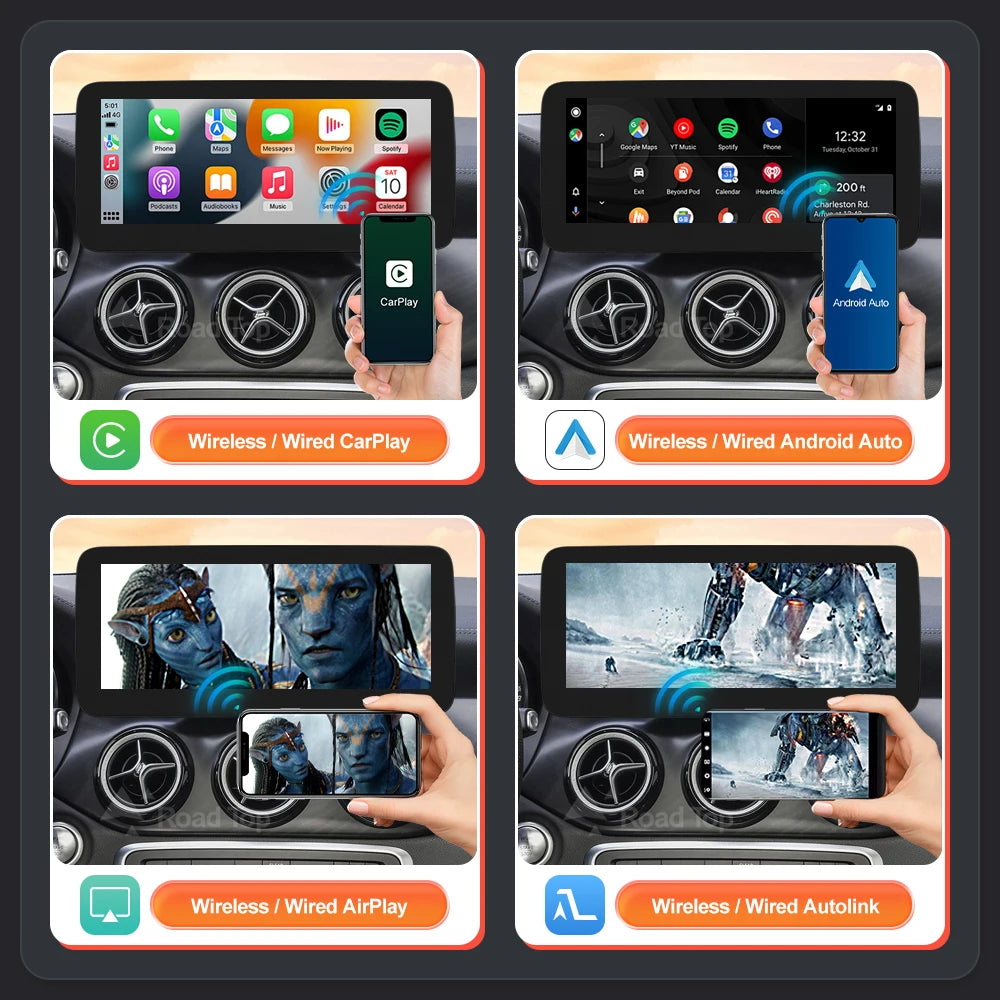 RoadTop Wireless CarPlay Android Auto Car Multimedia Display For Mercedes-Benz CLA GLA A Class W176 2016-2018 NTG5.0 TouchScreen