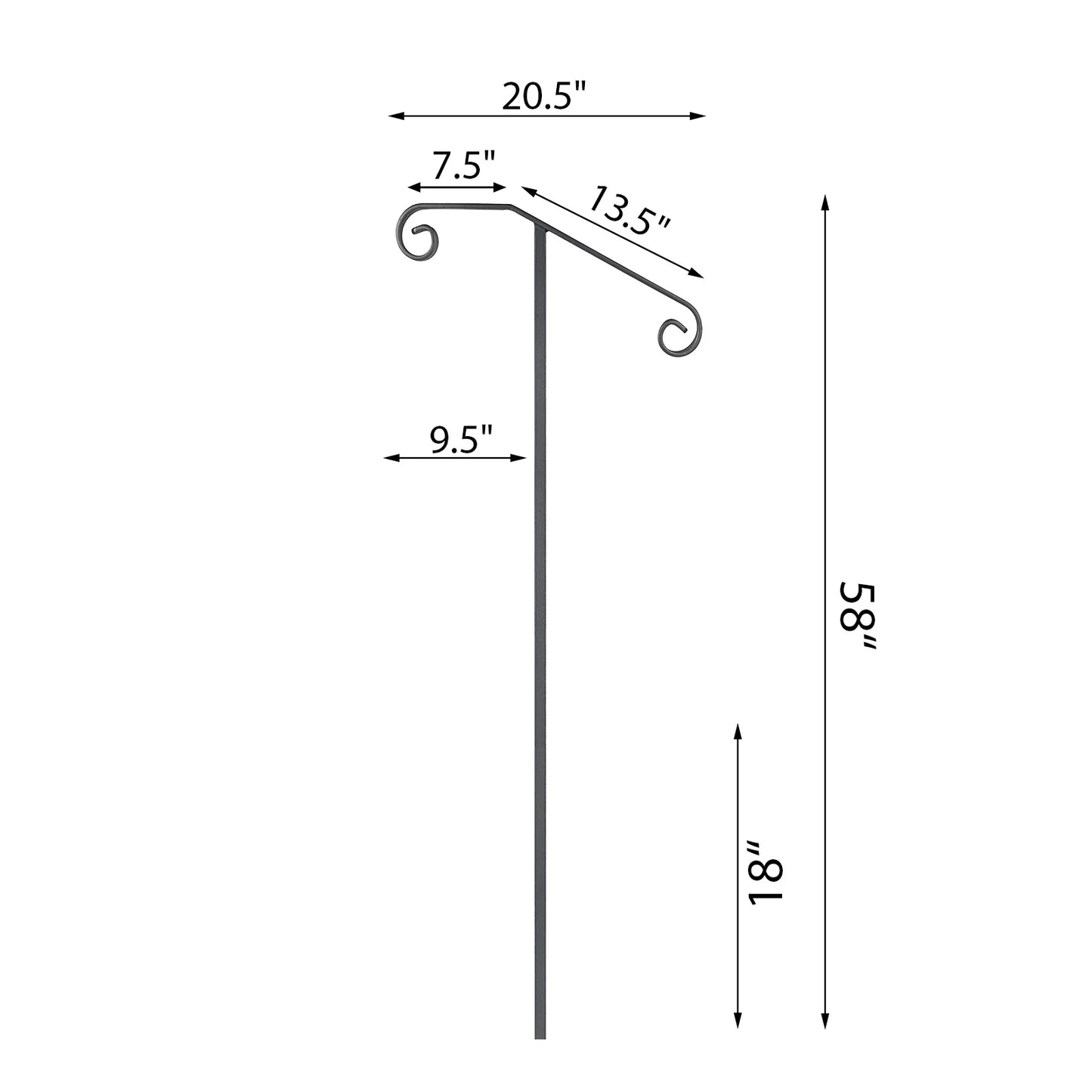 SucceBuy Single Post Wrought Iron Handrail  Post Mount Step Grab Supports in Ground Long Post Fits 1 or 2 Steps Grab Rail Single