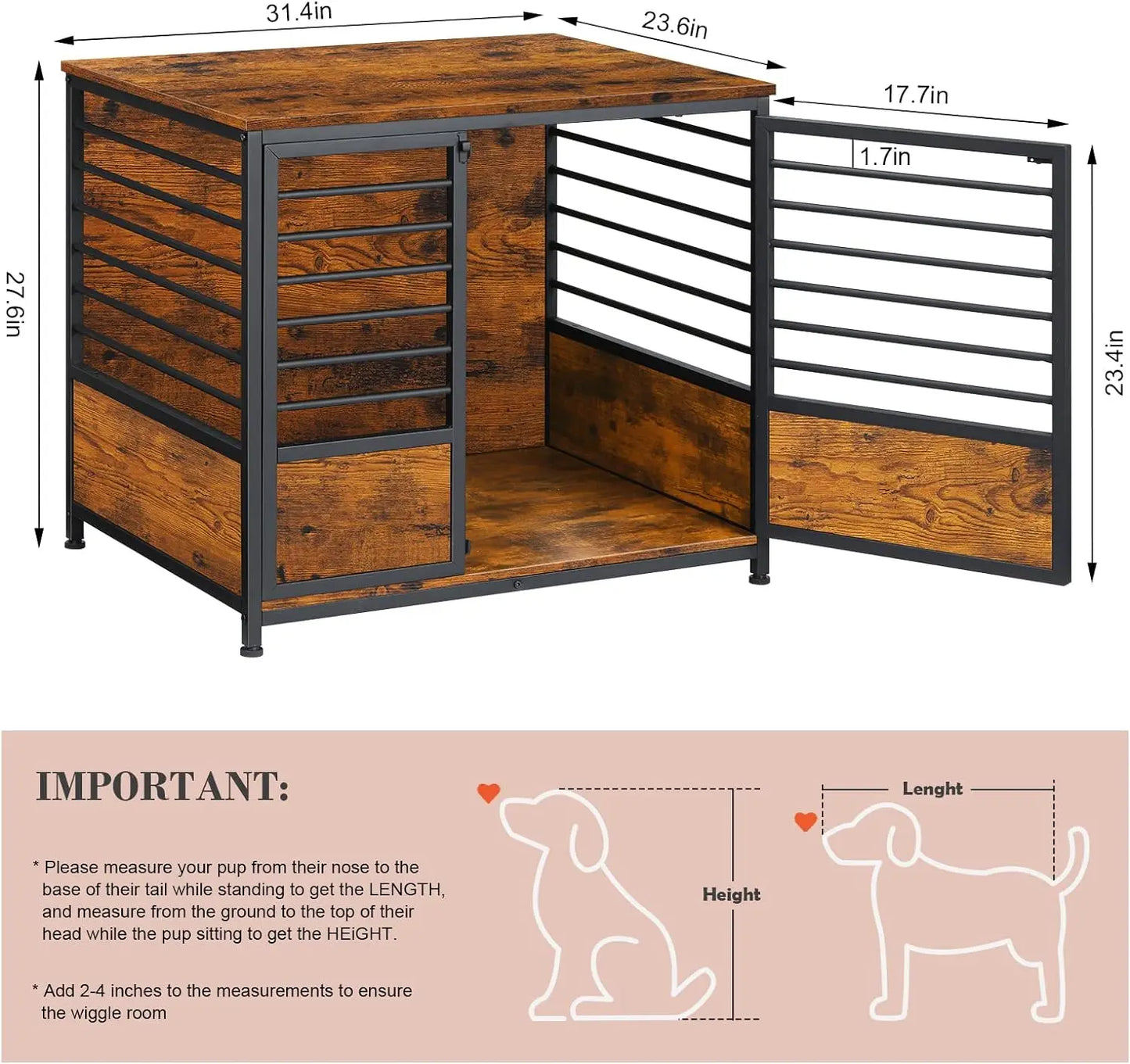 Dog cage furniture, medium-sized heavy-duty dog house cage with storage space, indoor living room, bedroom, side table