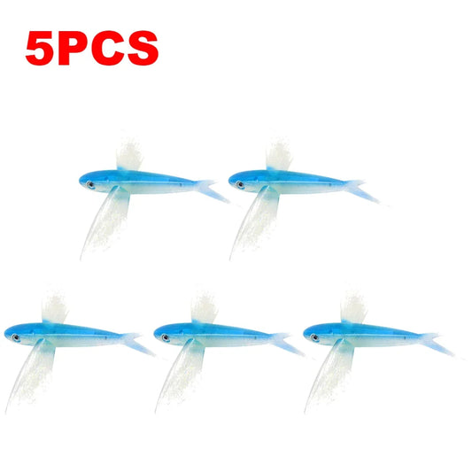 1-10PCS Fishing Lure Bait Sea Fishing Big Flying Fish Soft Bait Tuna Lures Pink Trolling Bird Shaped Teaser For Fishing Tackle