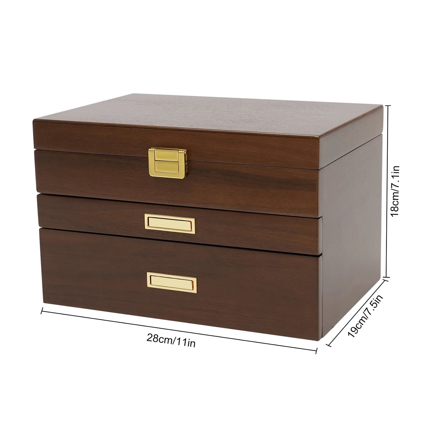 Black Walnut /Brown / White Wood Organizer Jewelry and Watch Display Case Storage Box Convenient
