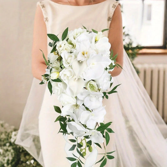 Bridal Bouquet Cascading, Wedding Bouquets for Bride, Bridal Bouquets for Wedding Ceremony and Anniversary Artificial