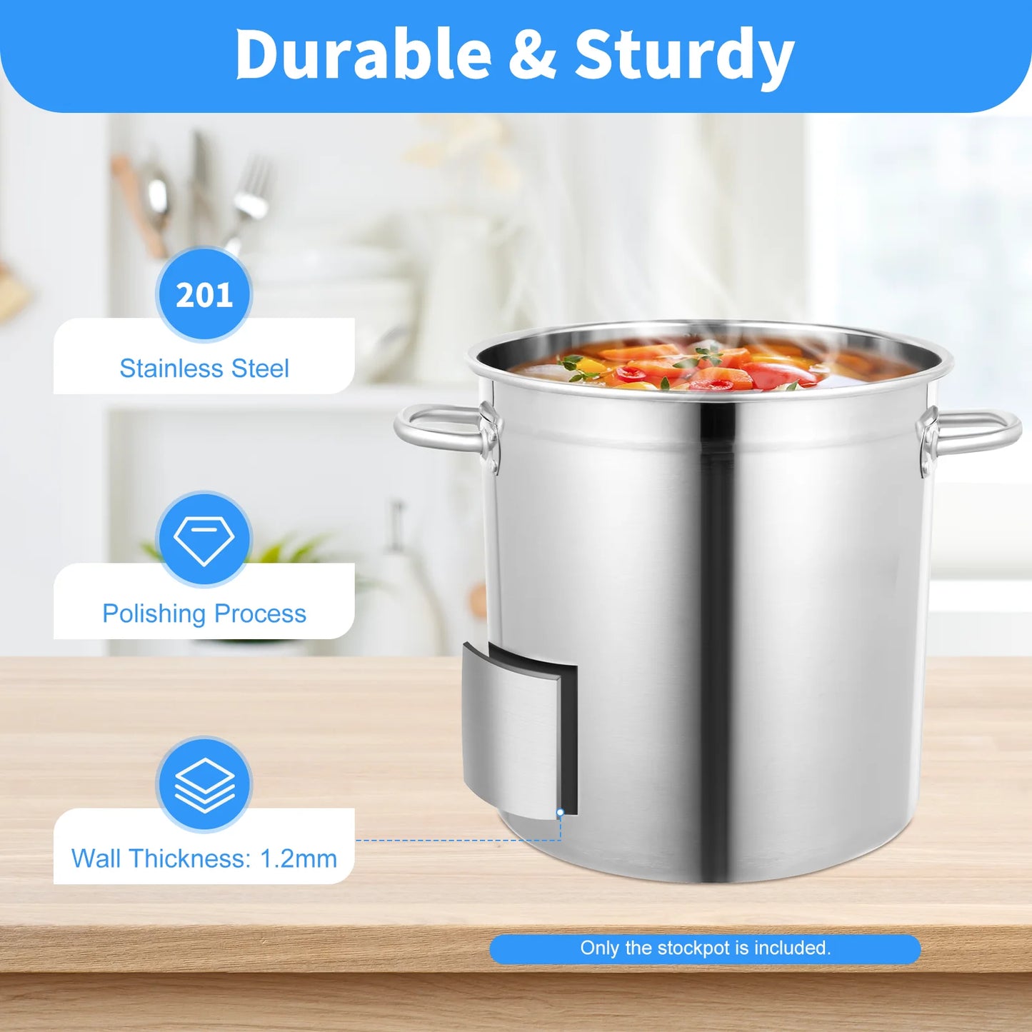 Stainless Steel Stock Pot With Lid And Easy Grip Handles