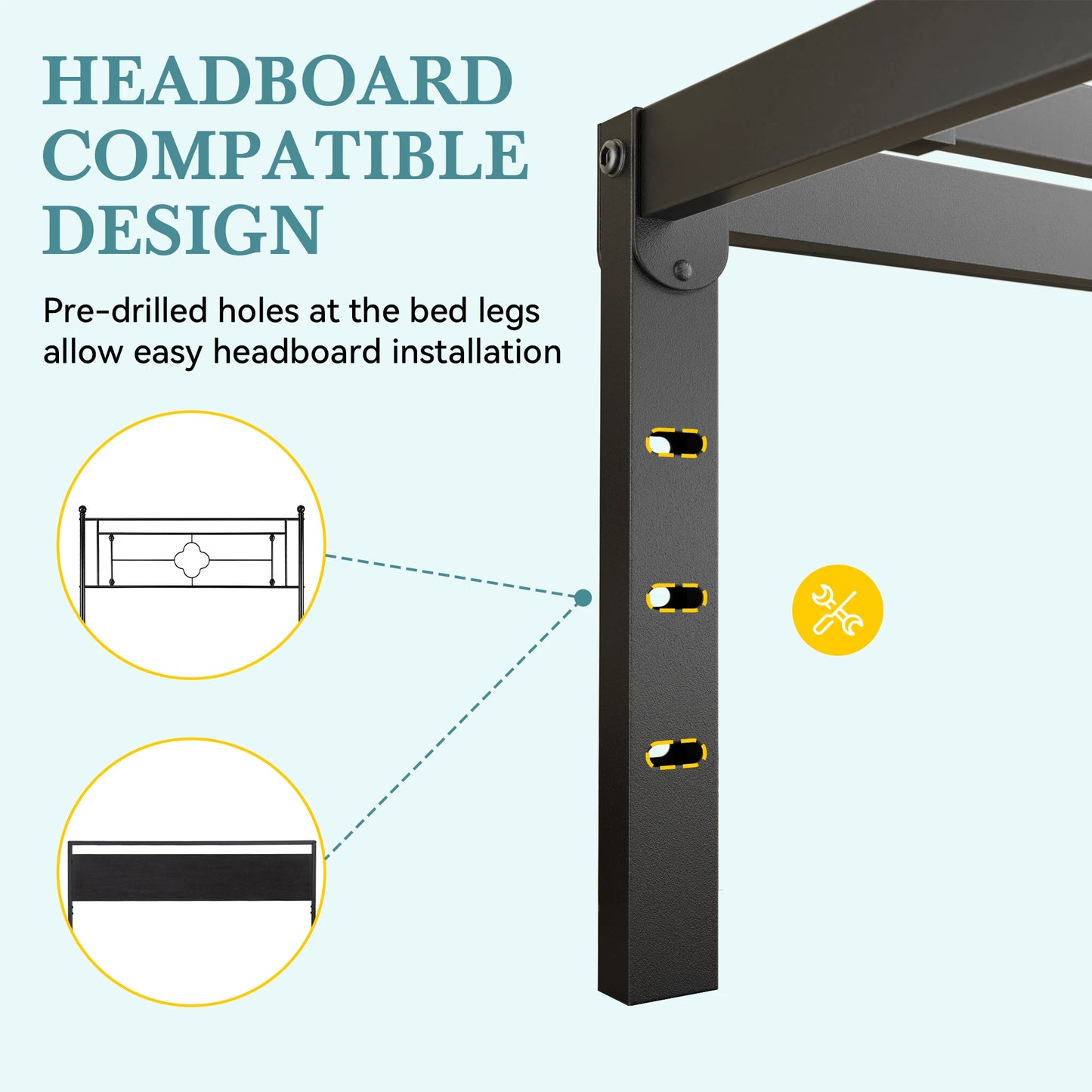 HOOMIC Heavy-Duty Metal Bed Frame With Under-Bed Storage Easy Assembly