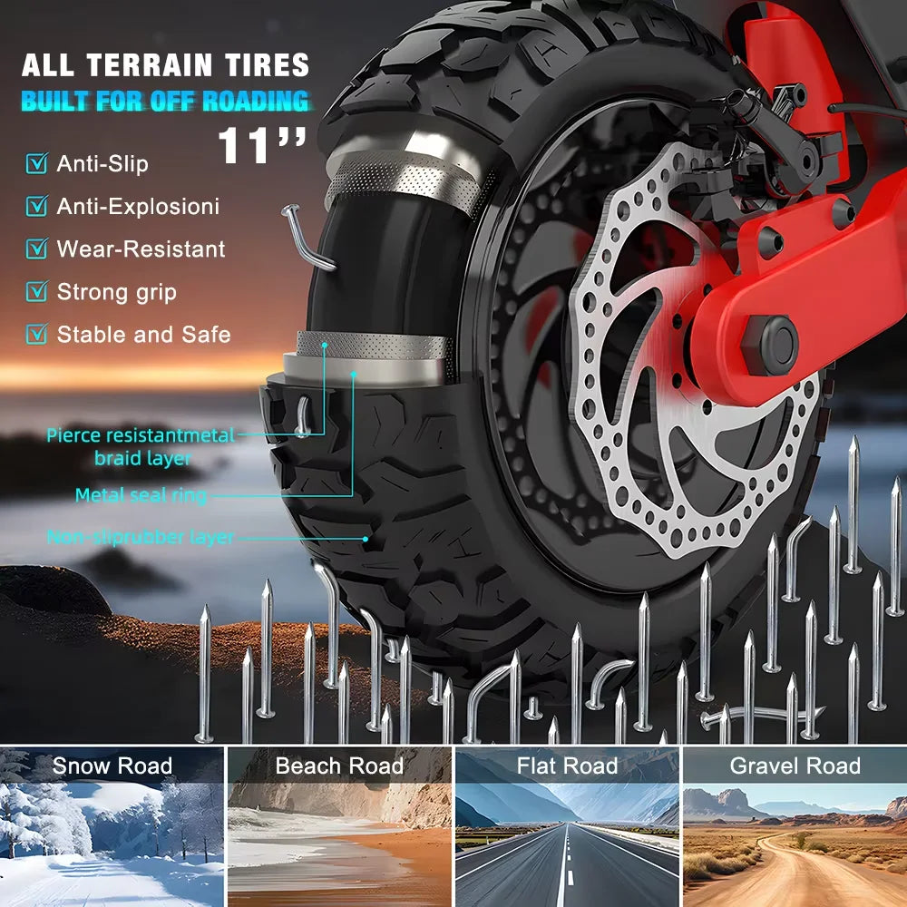 Newly designed 1000W dual motor off-road scooter 48V18.2AH power lithium battery all terrain foldable adult heavy-duty electric