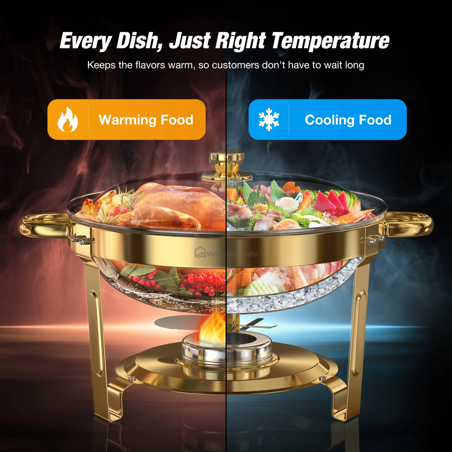 Round Chafing Dishes for Buffet 5 Qt,High Grade Chafing Dish Buffet Set Food Warmers for Parties,Buffet,Wedding, Birthday