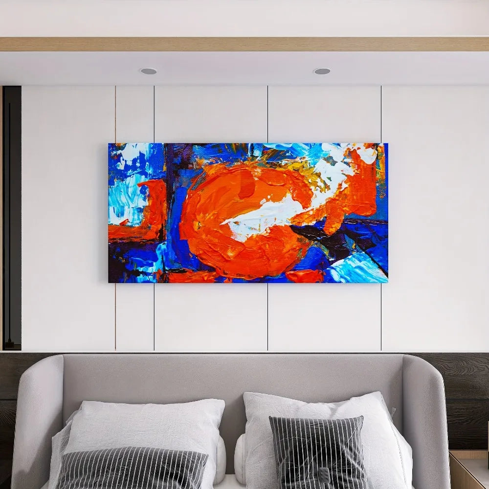 Abstract sun pattern canvas print with 1.5 inch thick pine frame interior vintage classic art trim