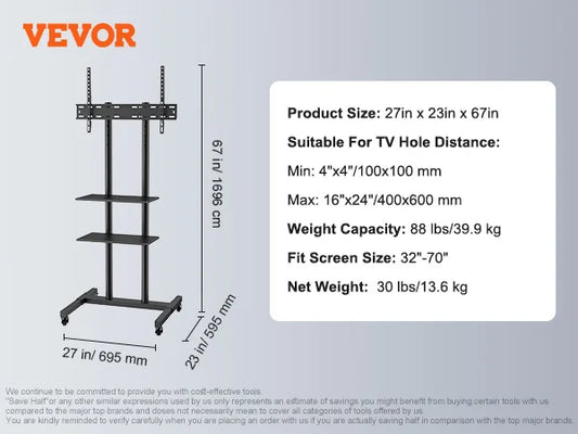 SucceBuy Swivel Tall Floor TV Stand Mount For Flat Screens
