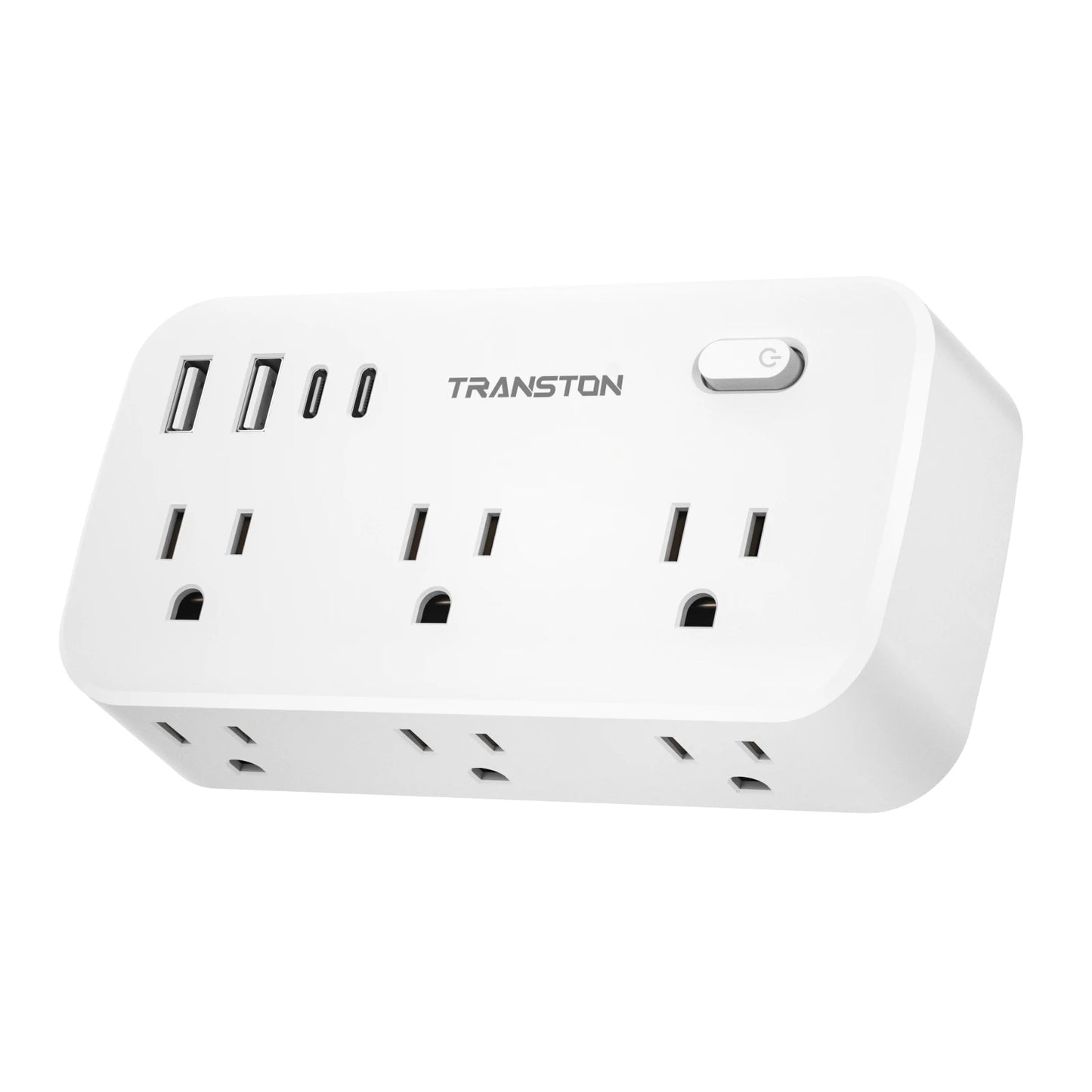 power strip surge protector with 6 AC Outlets,2 USB & 2 USB-C Fast Charging Ports,10 in 1,45°tilt plug,Advanced Protection for