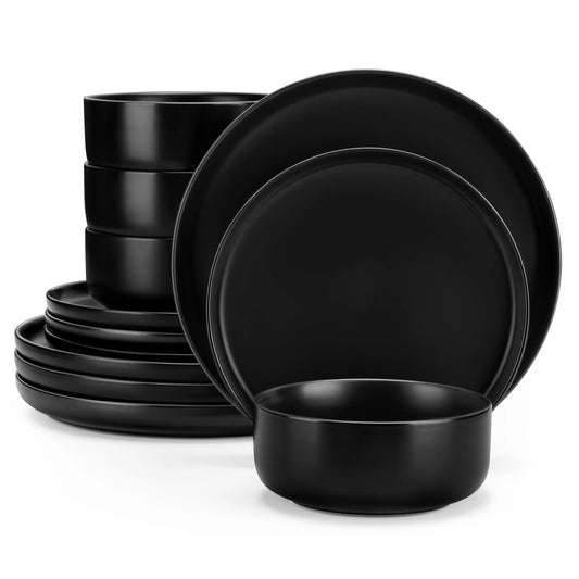 MALACASA 12/24 Piece Ceramic Porcelain Dinnerware Set with 4 Pcs Dinner/Dessert Plates,Bowl Tableware Set Service for 4