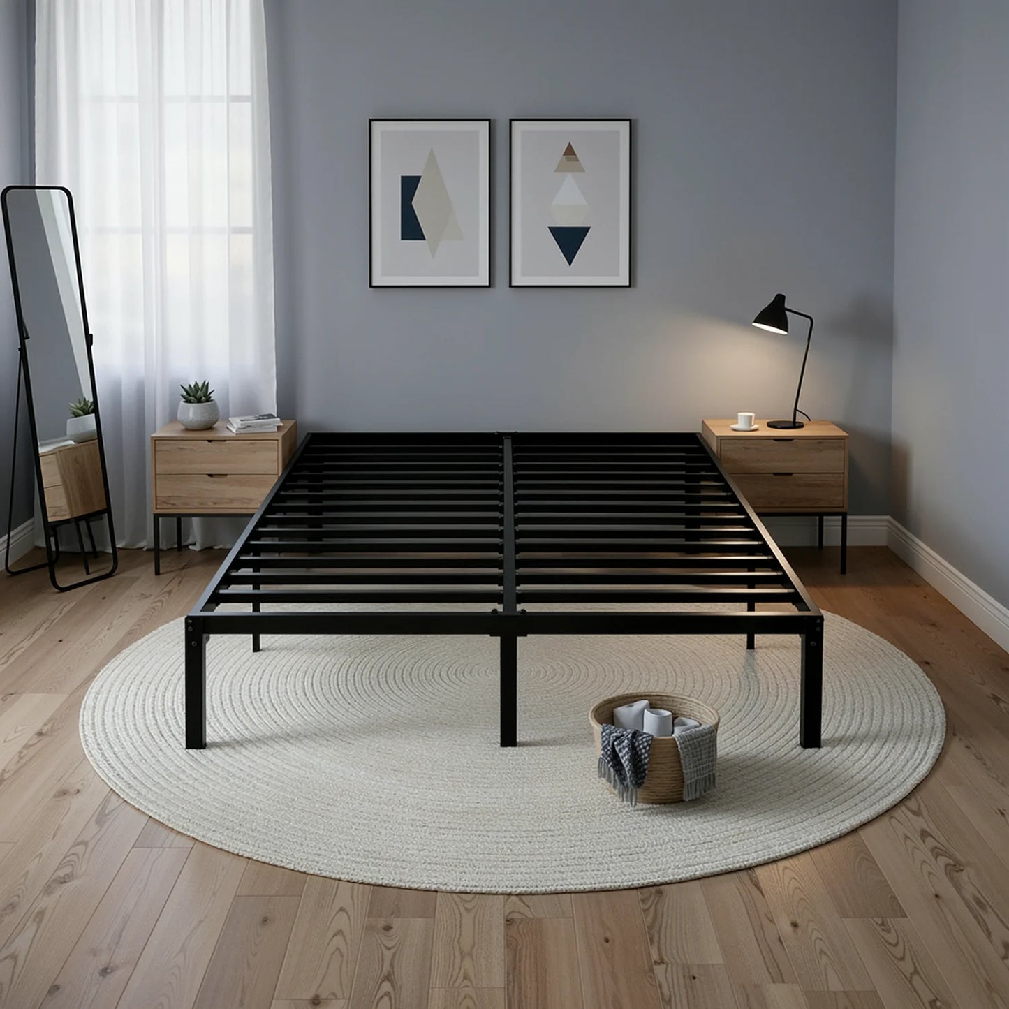 HOOMIC Heavy-Duty Metal Bed Frame With Under-Bed Storage Easy Assembly