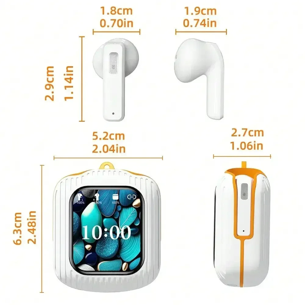 Intelligent wireless touch screen multifunctional earphones ENC noise cancelling Bluetooth earphones can be plugged into TF card