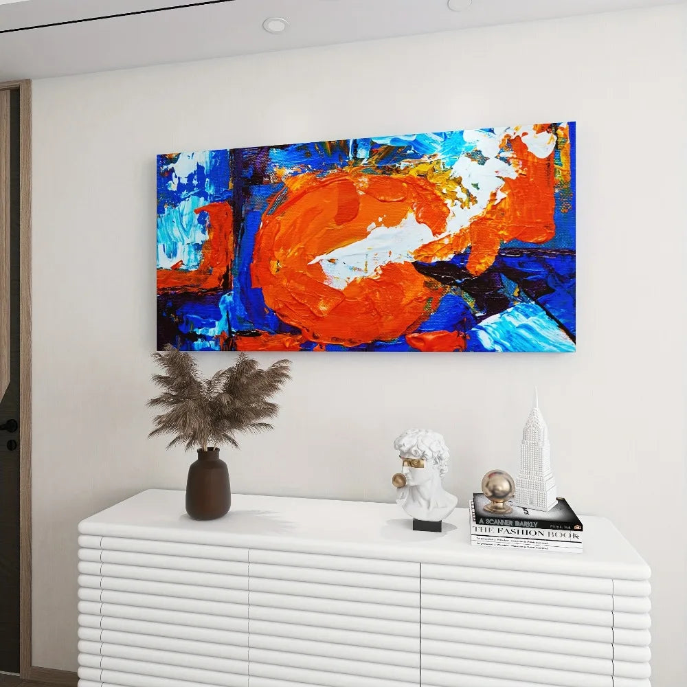 Abstract sun pattern canvas print with 1.5 inch thick pine frame interior vintage classic art trim