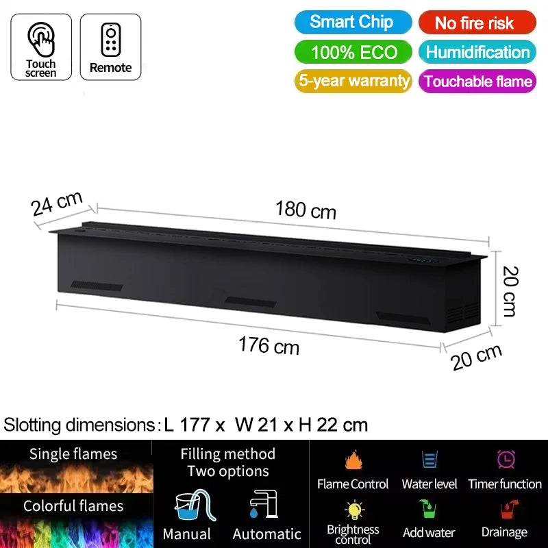 Smart water vapor fireplace, 3D flame effect, Tuya APP control,simulated burning wood sound, environmentally friendly humidifier