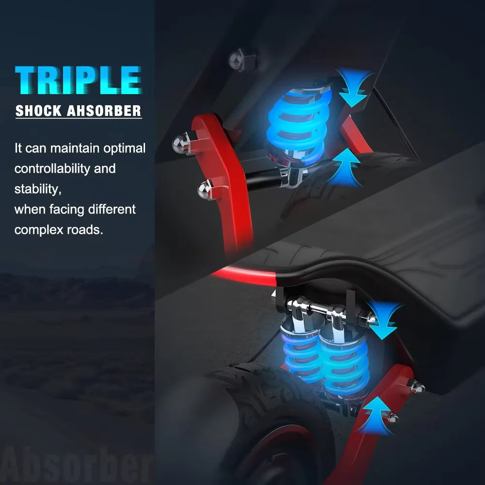 Newly designed 1000W dual motor off-road scooter 48V18.2AH power lithium battery all terrain foldable adult heavy-duty electric