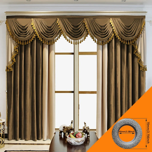 2pcs palace style luxury European color combination thick silk flannelette living room bedroom villa curtain, no valance