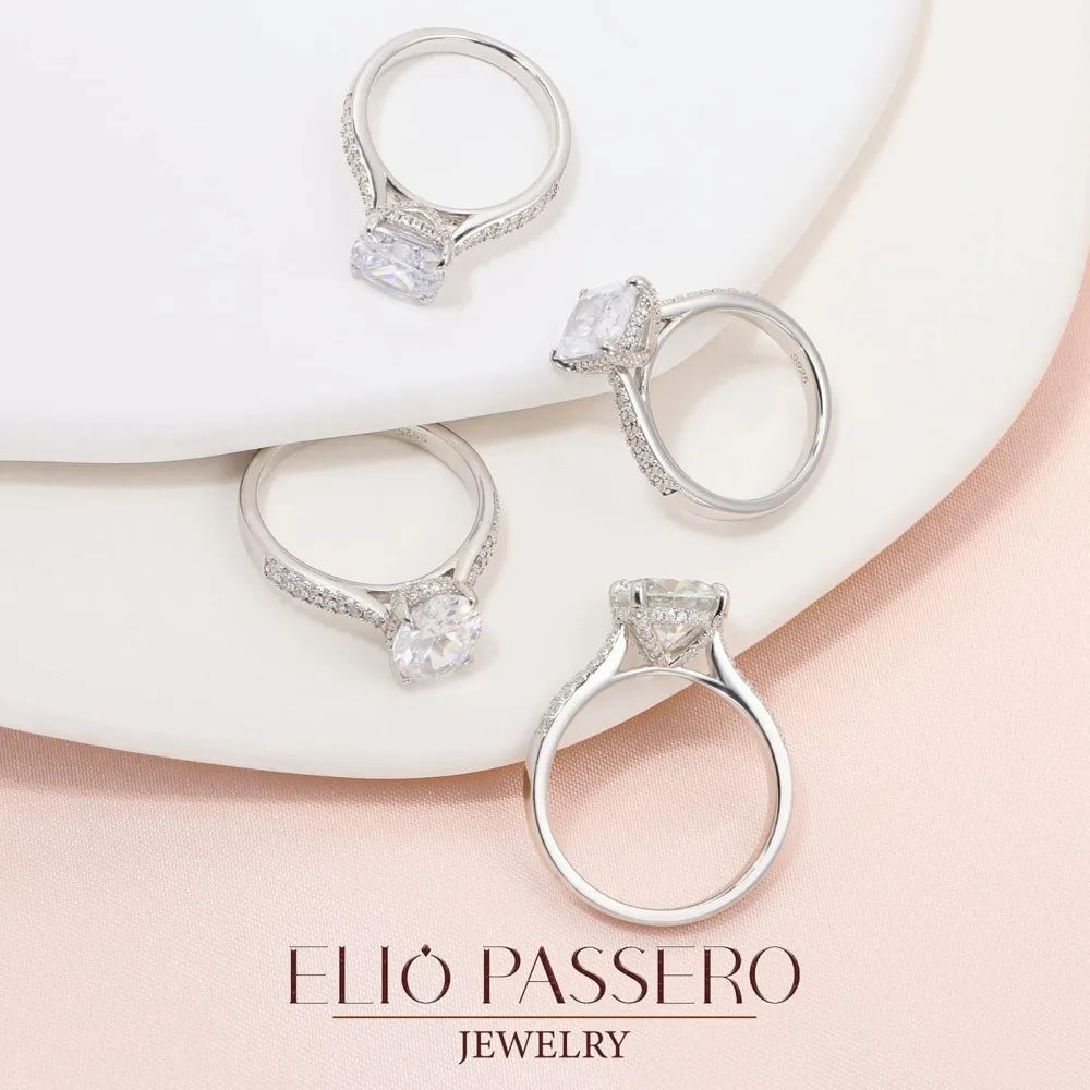 3CT CZ Rings,Women's Round/Oval/Cushion/Radiant Cut 925 Sterling Silver Solitaire Wedding Bands Engagement Promise Rings