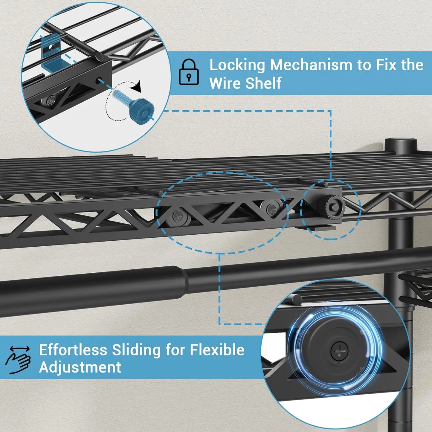 X20 Expandable Metal Clothing Rack Adjustable from 3'3" to 4'8" Heavy Duty Garment Racks with Adjustable Shelves and Hanger Rods