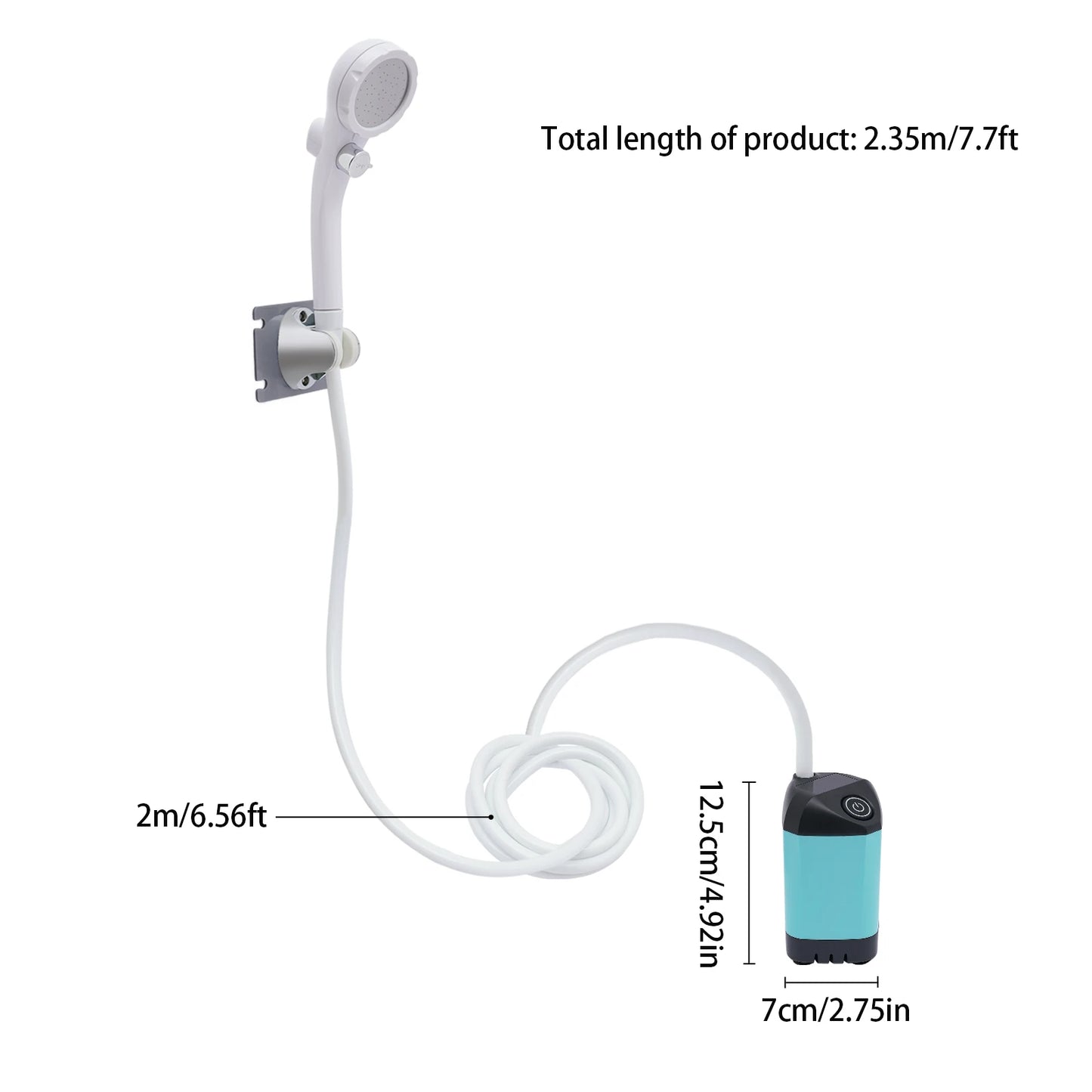 Outdoor Portable Camping Shower Electric Shower Pump Waterproof with Digital Display for Hiking Travel Beach Pet Watering