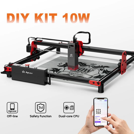 Algolaser DIY KIT 10W Woodworkers Laser Engraving Cutting Machine With Rotary Roller Air Assist CNC Table 40*40cm CNC Engraver