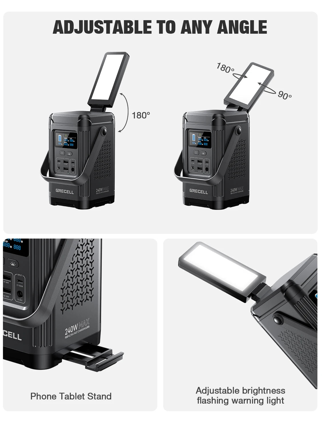 240W Portable Power Station 153.6WH Solar Generator LiFePO4 Battery Dual Way 100W PD Power Bank LED Light For Outdoors, Camping