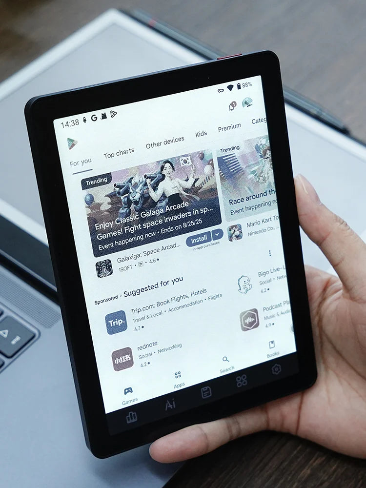 Bigme B6 ereader, 6-inch portable E-paper Ebook Reader, 300PPI 36-level front light electronic book, Android 14 with Google Play