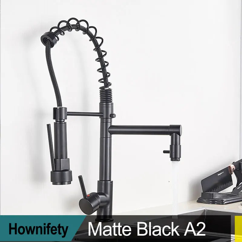 Popular Kitchen Spring Sink Faucet Rose Gold Color New Matching Hot Cold Bath Mixer Tap Modern Free Rotation Pull Down Spout