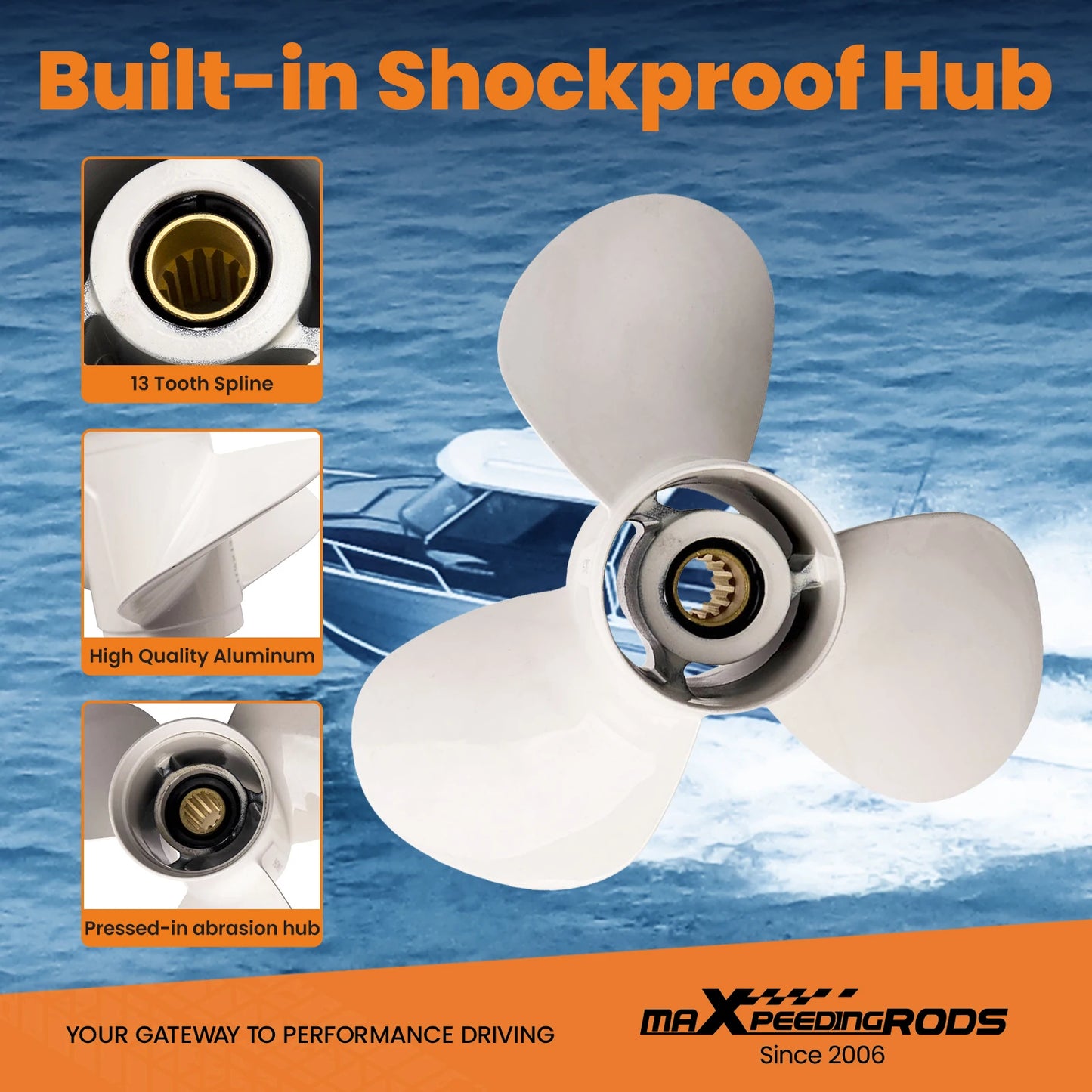 Boat Propeller for Yamaha 30hp Motor 11 1/8x13-G 3 Blade Aluminum 69W-45945-00-00 200340TLRB