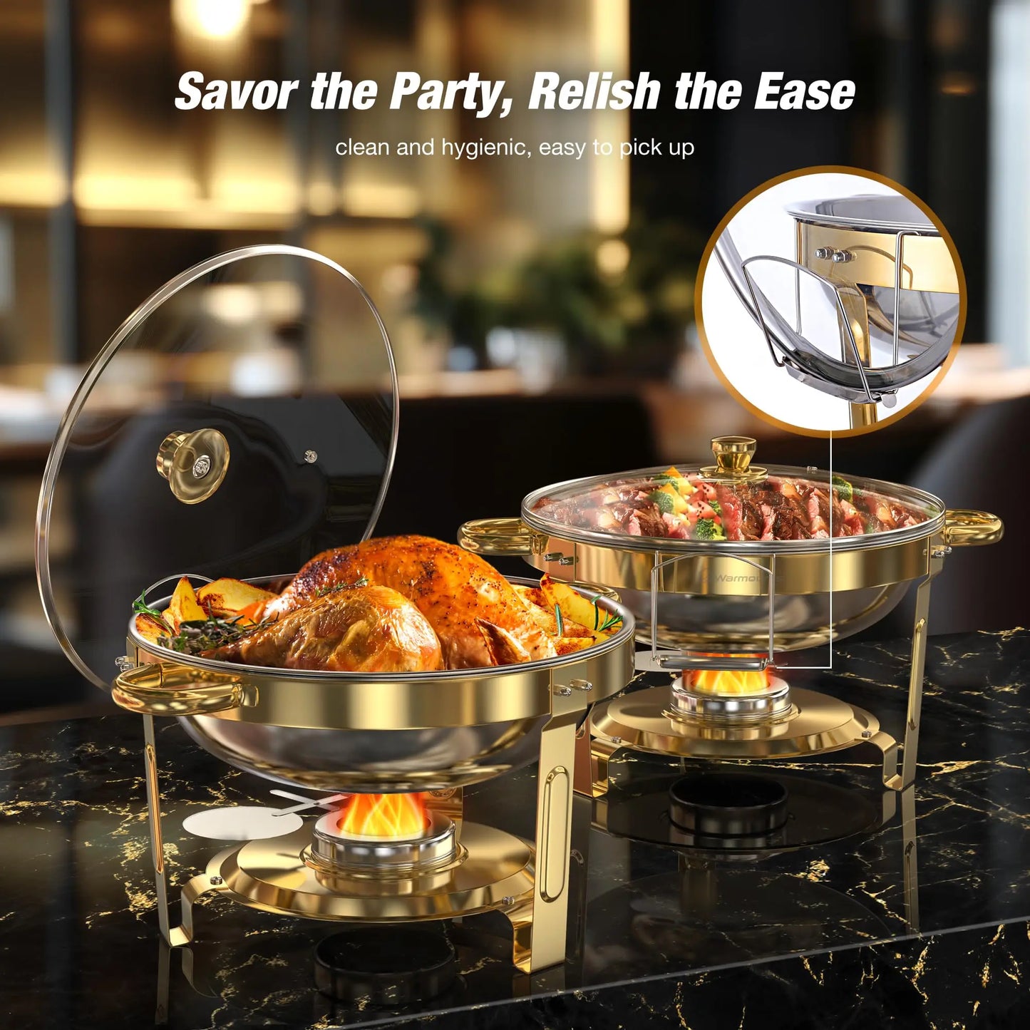 Chafing Dishes Buffet Set For Parties Round Stainless Steel Warmer