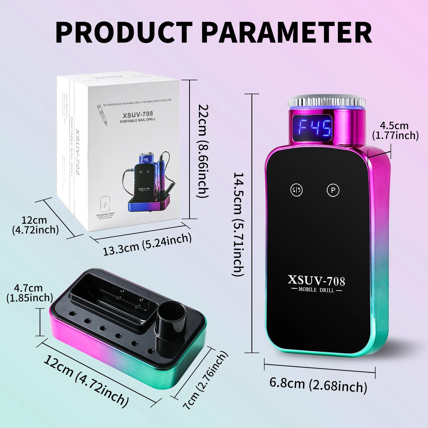 45000RPM Electric Nail Drill Professional Nail Polishing Machine Low Noise Nails Sander File Set For Manicure Salon/Home Tools