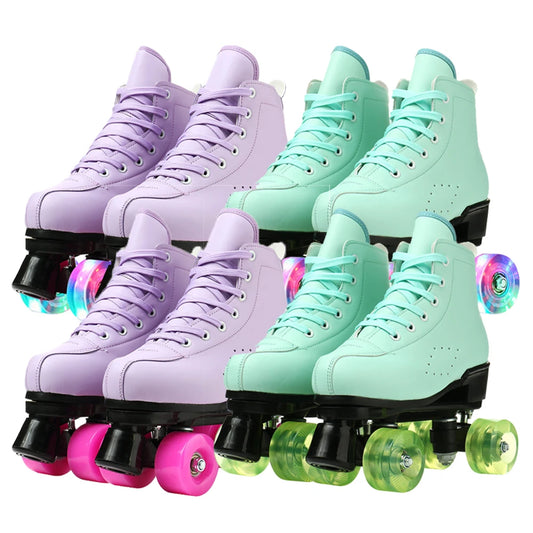 2025 Double-Row Roller Skate Shoes  4 Wheels Skates For Women Men Outdoor Sport Skating Training Quad Sneakers Size 34 35 36-45