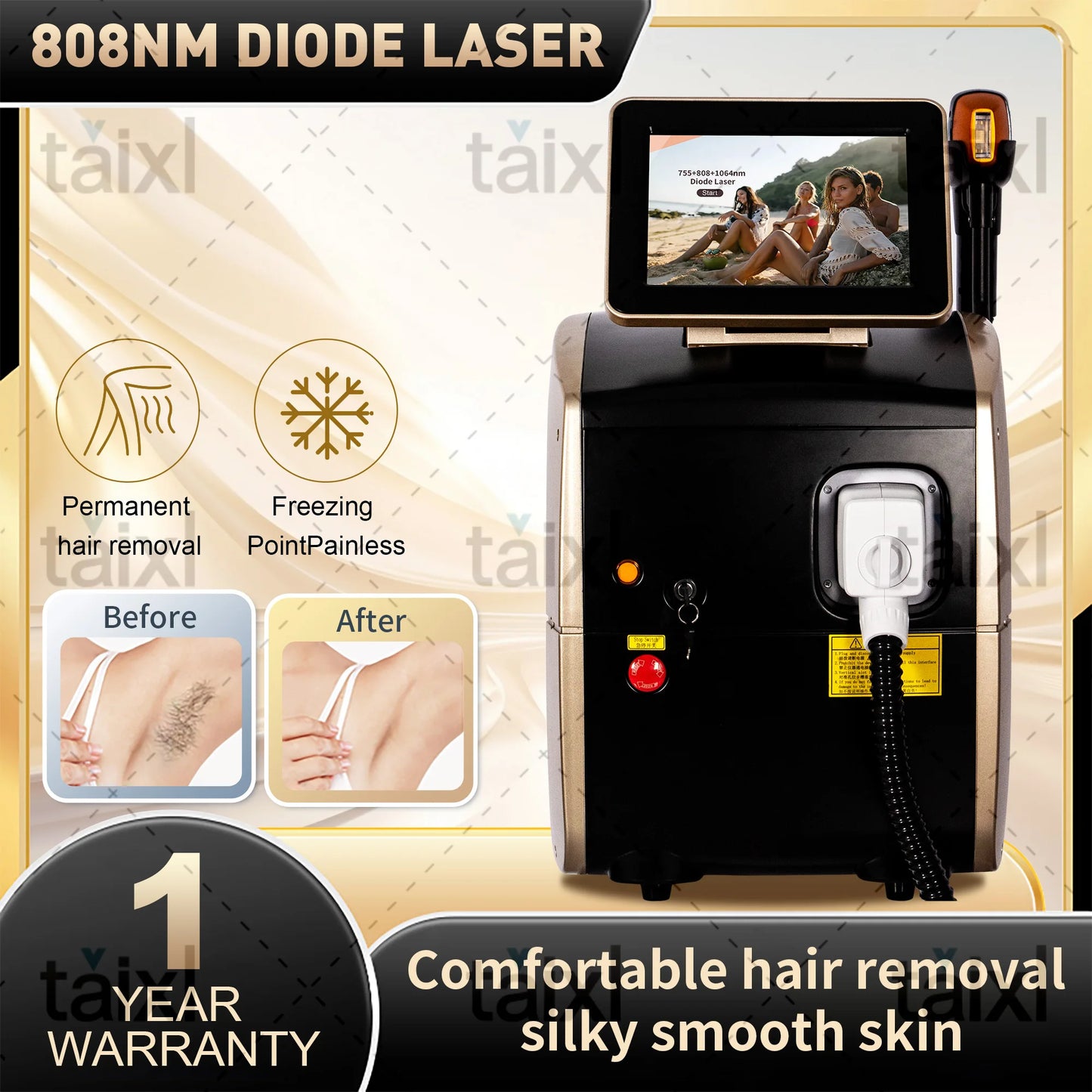 Ice technology makes hair removal easier.Professional Laser Epilator Ice Titanium Permanent Hair Removal3 Wavelengths DiodeLaser