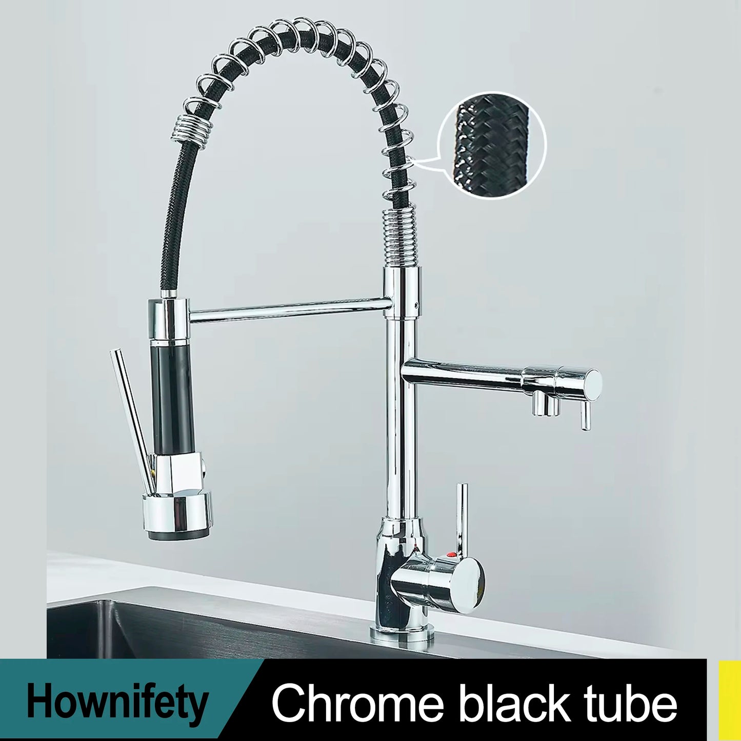 Popular Kitchen Spring Sink Faucet Rose Gold Color New Matching Hot Cold Bath Mixer Tap Modern Free Rotation Pull Down Spout